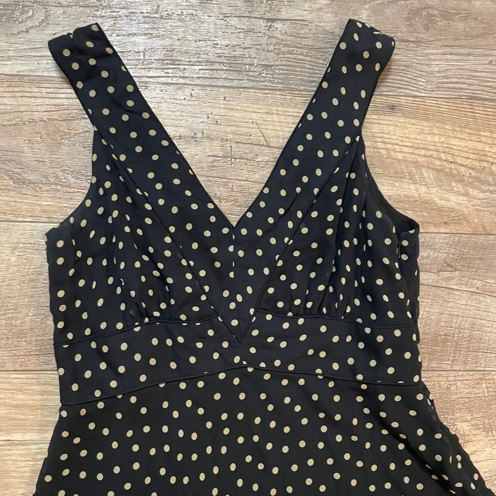 INC International Concepts Black‎ Polka Dot 100% Silk Handkerchief Hem Dress 12